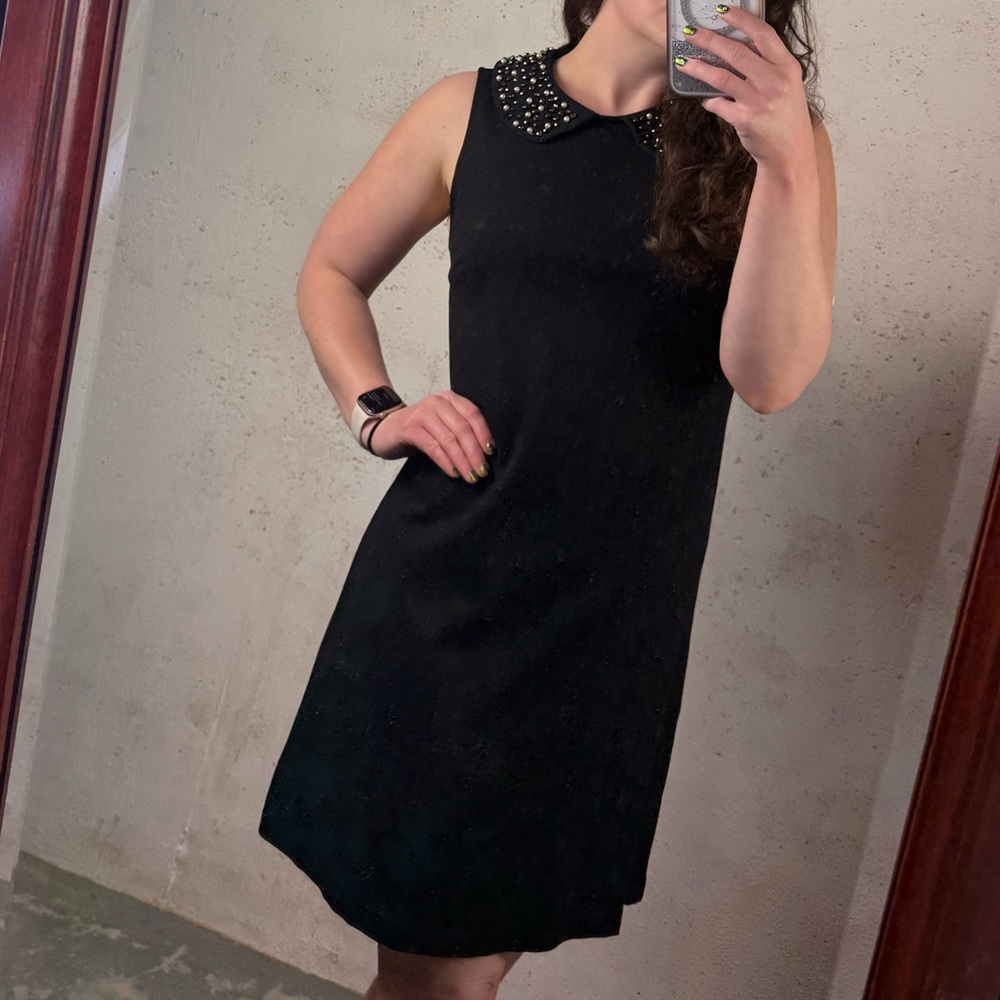 Vivienne Vivienne Tam Black Collar Beaded Detail Dress Size Medium